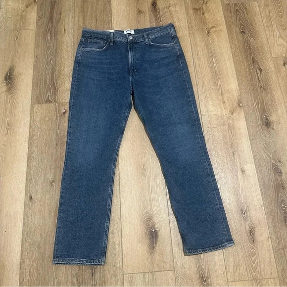 Agolde Merrel Mid-Rise Straight Leg Medium/Dark Wash Denim Jeans Size 31 NWT - Picture 2 of 9
